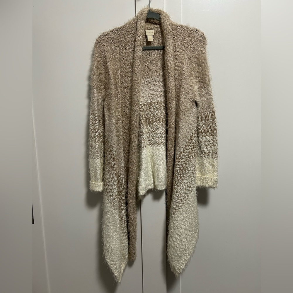 Chico’s Cozy Women's Cardigan in Cream and Brown